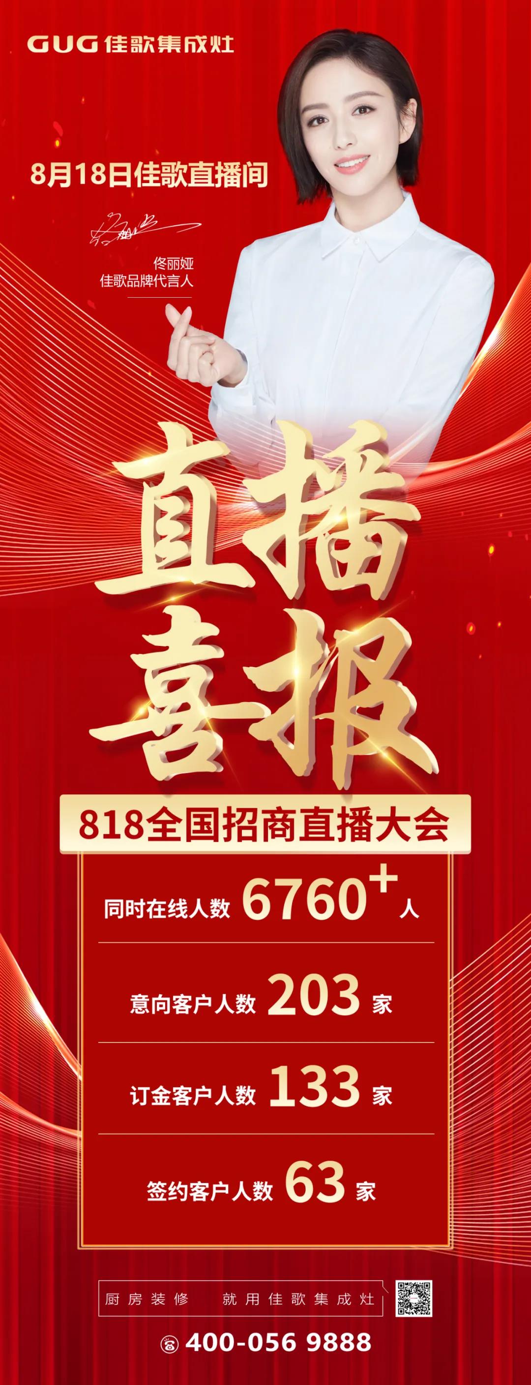 狂攬63家新商！“星耀佳歌·一路佟行——佳歌集成灶線上直播財富峰會”完美收官！